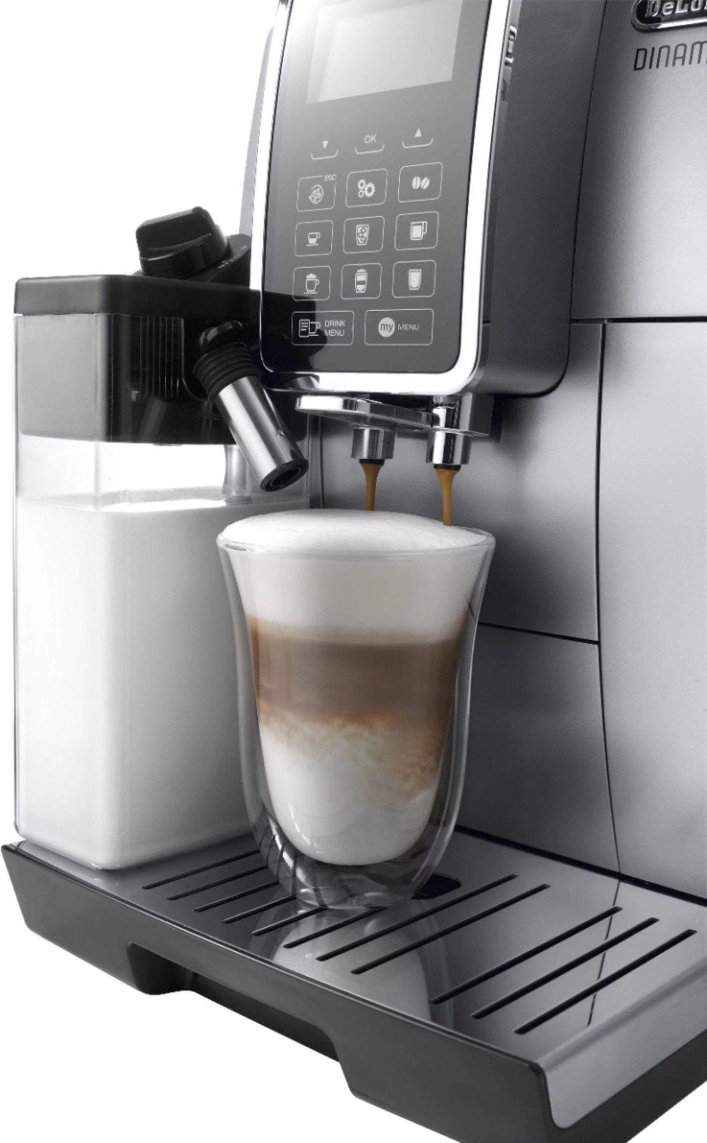 De’Longhi – Dinamica Espresso Machine with 15 bars of pressure and LatteCrema Fully Automatic Milk Frother – Silver image 3