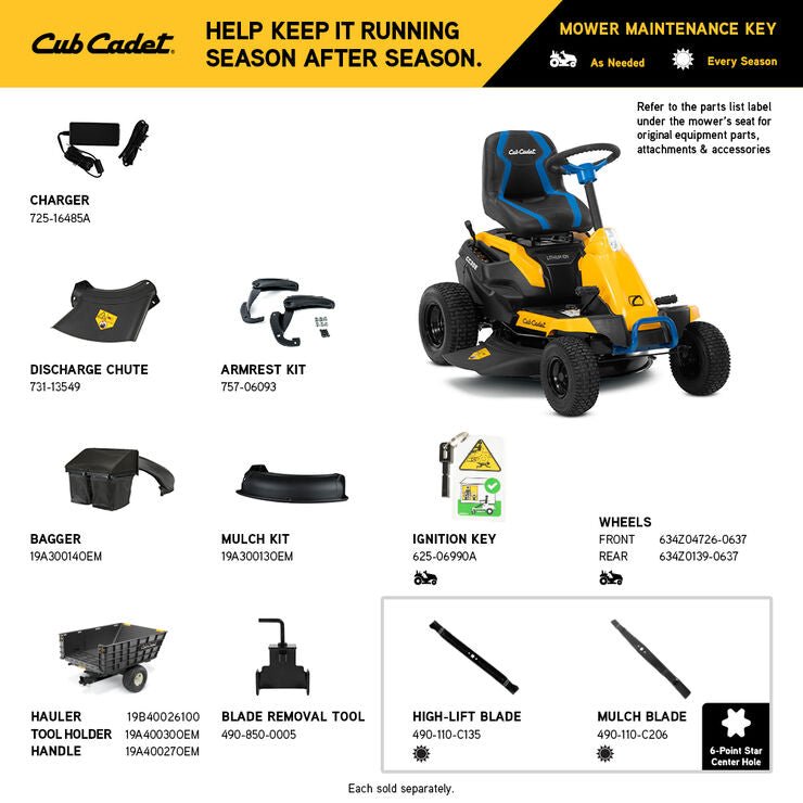 Cub Cadet CC30E 30-in. 56V Riding Lawn Mower Model# 33BA27JDB10 image 9