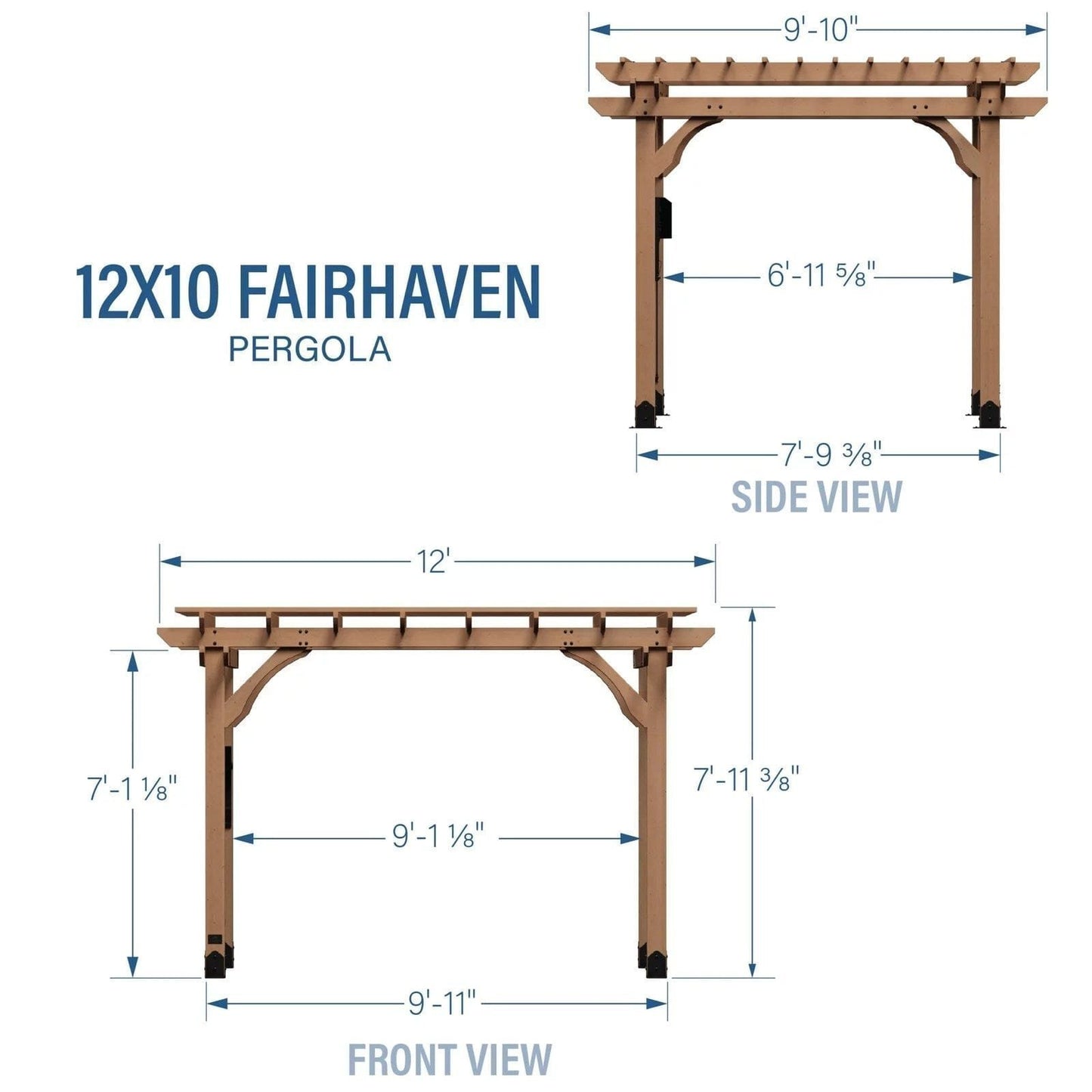 12×10 Fairhaven Pergola, Rustic Finish image 6