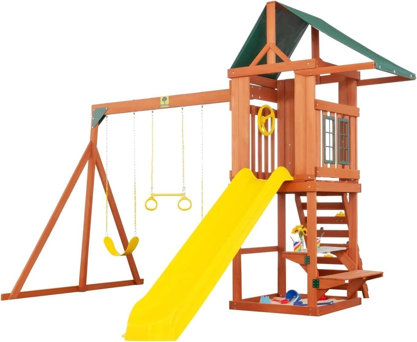 Creative Cedar Designs Cedar Cottage Wooden Swing Set image 0