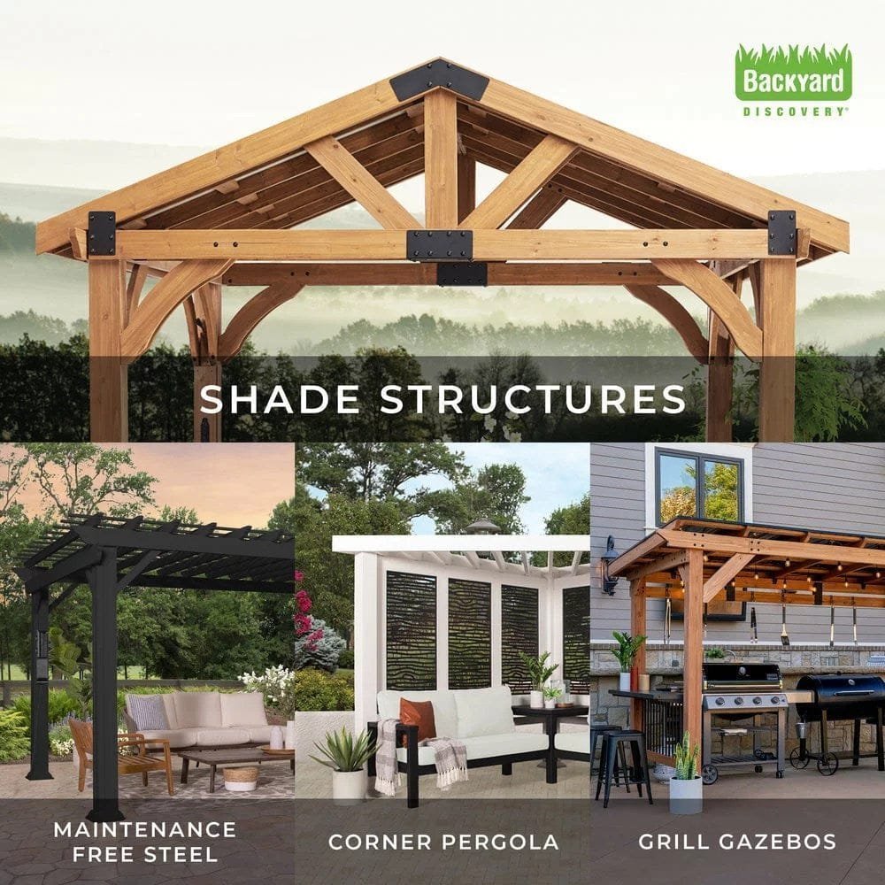 16×12 ashford traditional steel pergola with sail shade soft canopy image 12