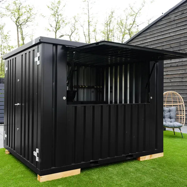 Black Shipping Container Bar 3×2 Meters – Demountable, Folding Canopy image 0