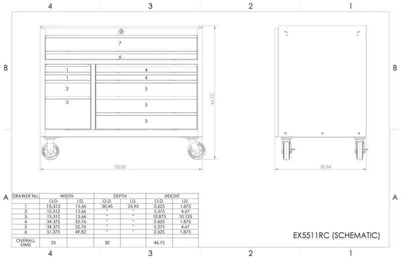 Extreme Tools 55 In 11 Drawer Pro Roller Cabinet BLACK image 2