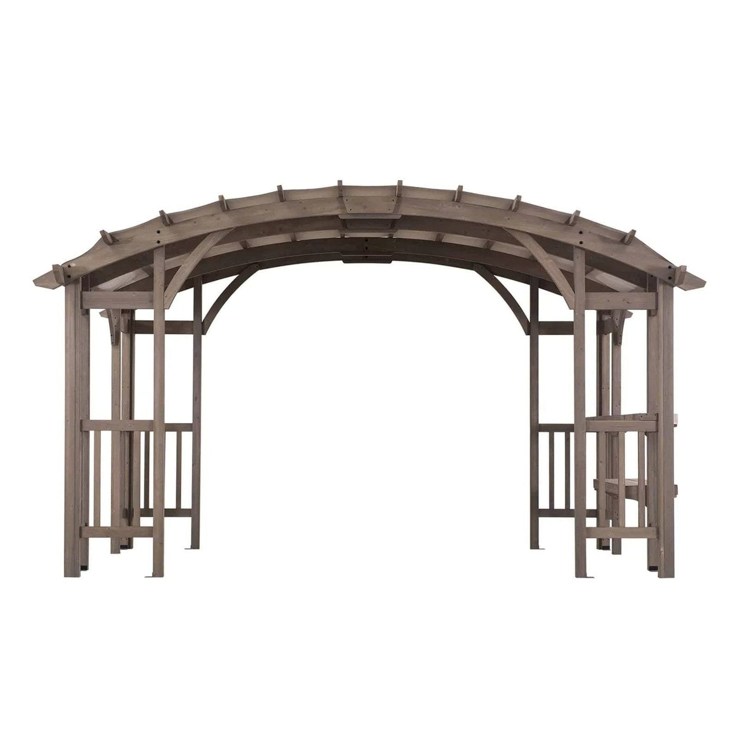 SummerCove 10 ft. x 14 ft. Light Gray Cedar Frame Arched Pergola with Shelves image 12