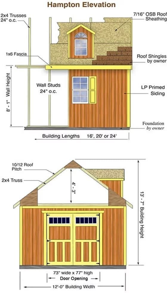 Hampton 12 ft. W x 16 ft. D Wood Storage Shed Kit with Floor (192 Sq. ft.) Installtion Included image 10