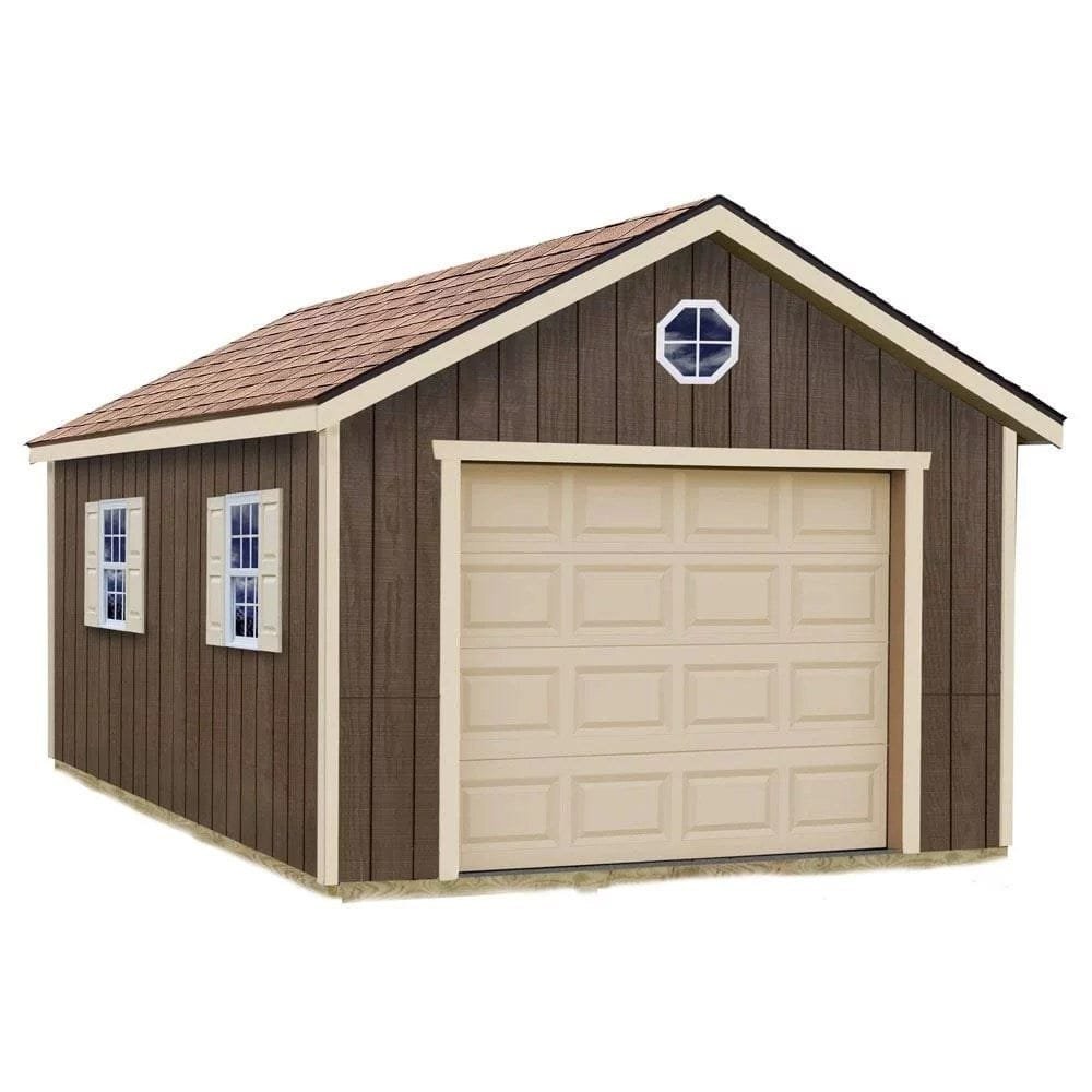 Sierra 12 ft. x 24 ft. Wood Garage Kit with Floor Installation Included image 0