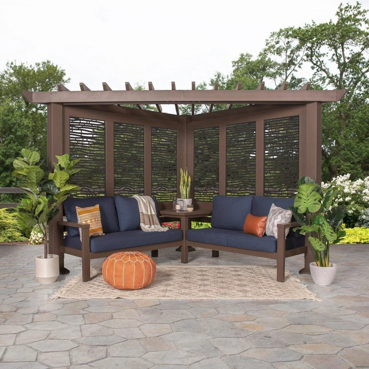 Hillsdale Traditional Steel Cabana Pergola with Conversational Seating image 0