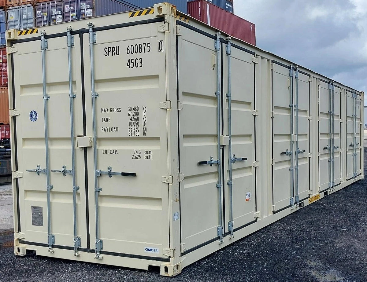 New One Trip 40ft High Cube Open Side 4-Door Shipping Storage Container image 0