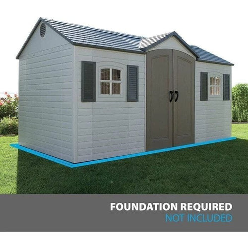 Side entry 15 ft. W x 8 ft. D plastic storage shed with assembly image 0