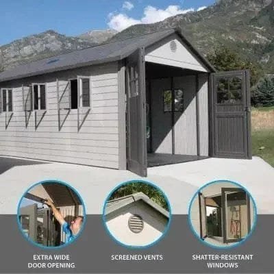 Lifetime 11 Ft. X 21 Ft. Outdoor Storage Shed With Tri-Fold Doors image 3