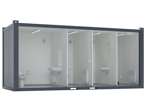 20′ Toilet Container, Three Standard And One Barrier-free Toilet, Premium image 0