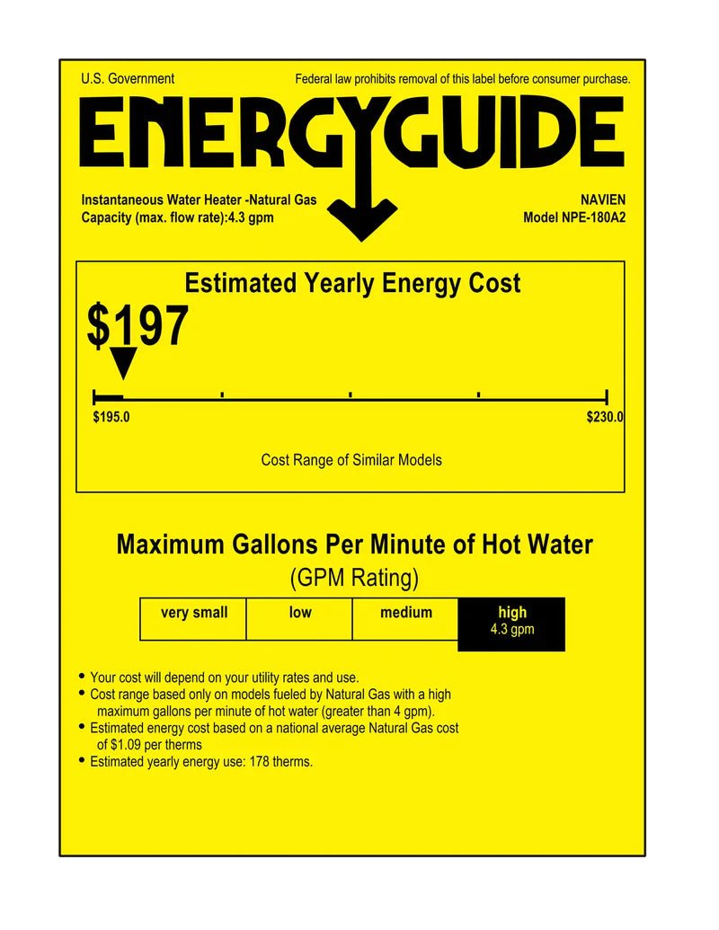 Navien NPE-180A2 High efficiency Condensing Tankless Water Heater image 1