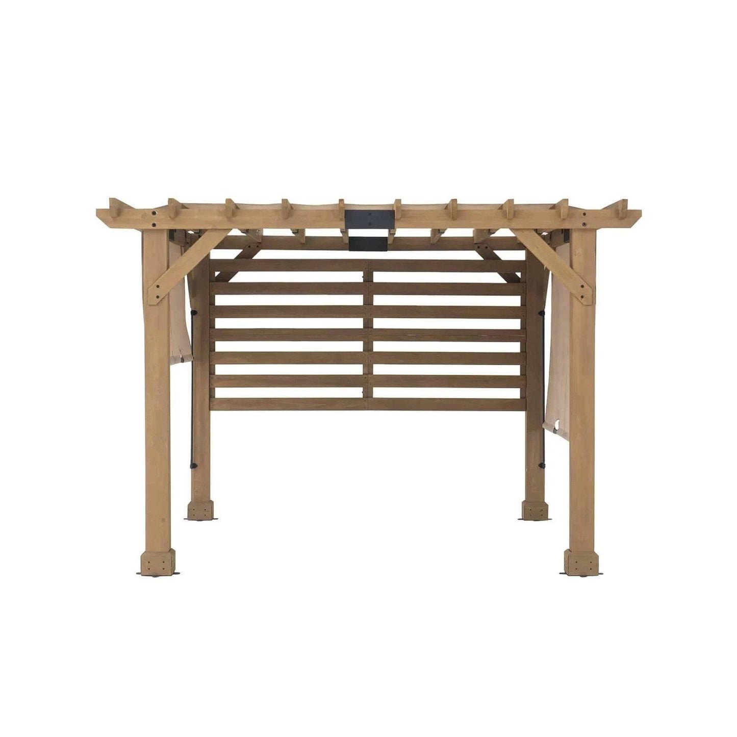 SummerCove 11 ft. x 10 ft. Tan Cedar Frame Wood Pergola with Adjustable Canopy image 10