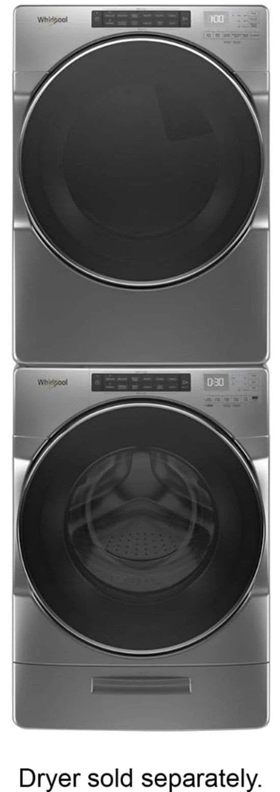 Whirlpool – 4.5 Cu. Ft. High Efficiency Stackable Front Load Washer with Steam and Load & Go XL Dispenser – Chrome shadow image 5