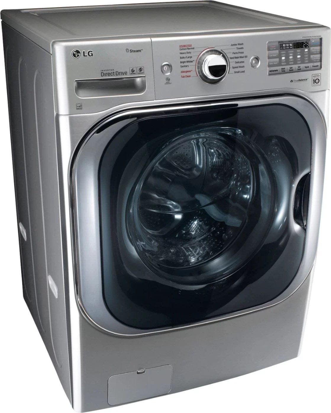 LG – 5.2 Cu. Ft. High Efficiency Front-Load Washer with Steam and TurboWash Technology – Graphite steel image 1