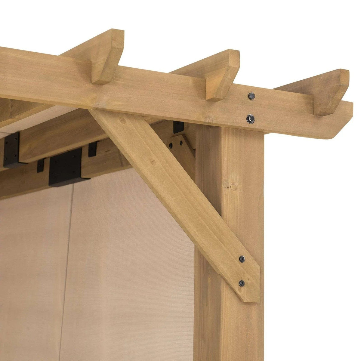 SummerCove 11 ft. x 10 ft. Tan Cedar Frame Wood Pergola with Adjustable Canopy image 2