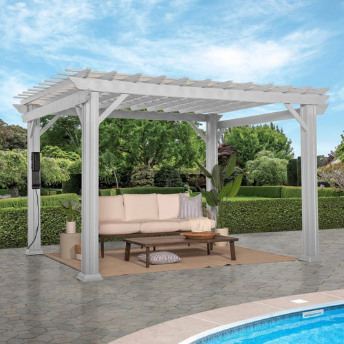 Hawthorne Traditional Steel Pergola With Sail Shade Soft Canopy 12×10 image 0