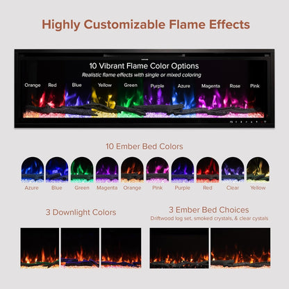 Modern Ember Highmark 60-Inch Smart Linear Electric Fireplace, WiFi & 10-Color Flames image 3