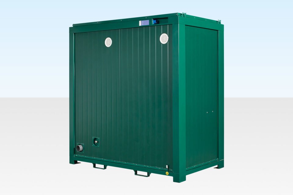 1+1 Double Mains Toilet Unit 8ft x 5ft (Green – RAL 6005) image 0