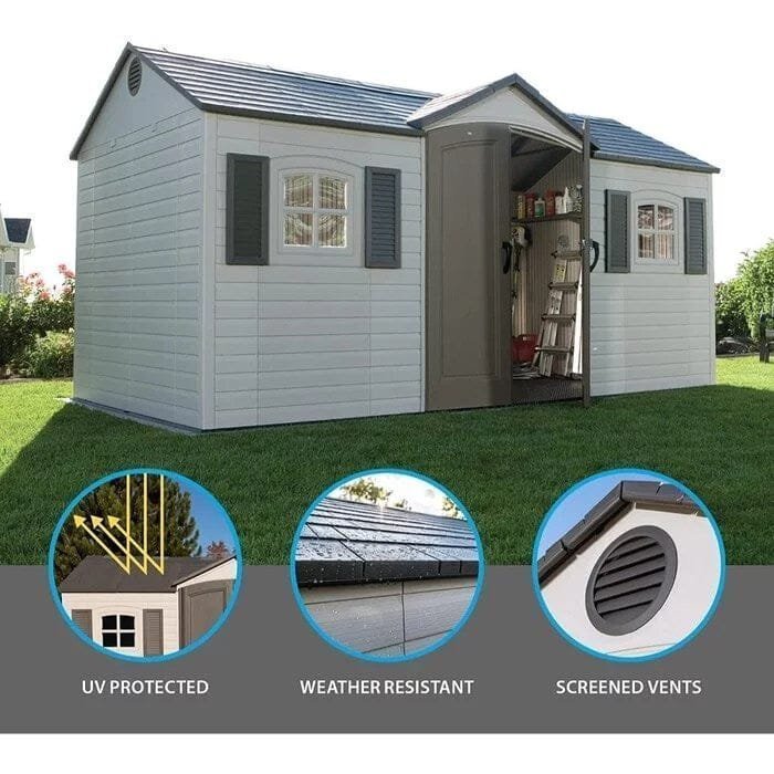 Side entry 15 ft. W x 8 ft. D plastic storage shed with assembly image 3